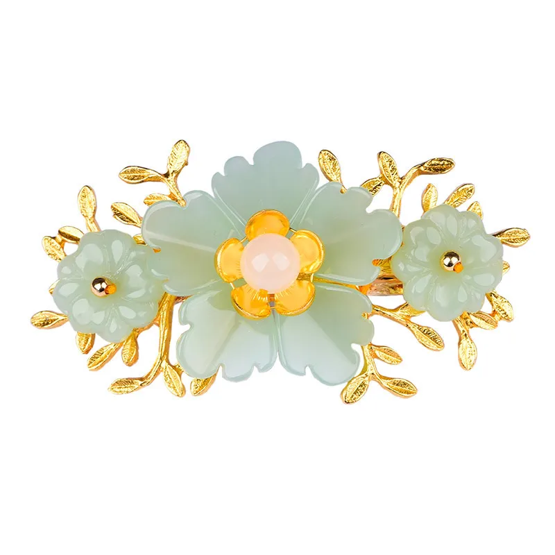 Hair Clips - Xanh Ngọc Hoa Barrette Nhà Thiết
