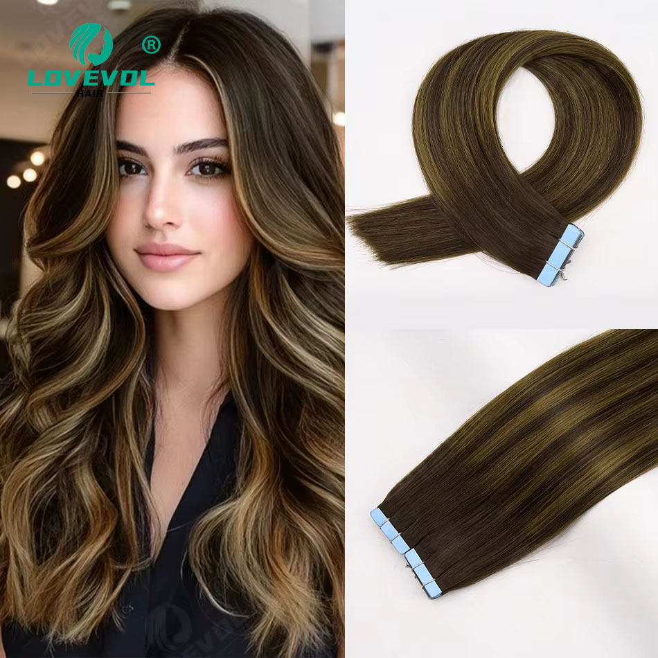 Fashion Highlight Tape In Hair - đánh giá và giá Invisible Tape In Extensions Real Hair