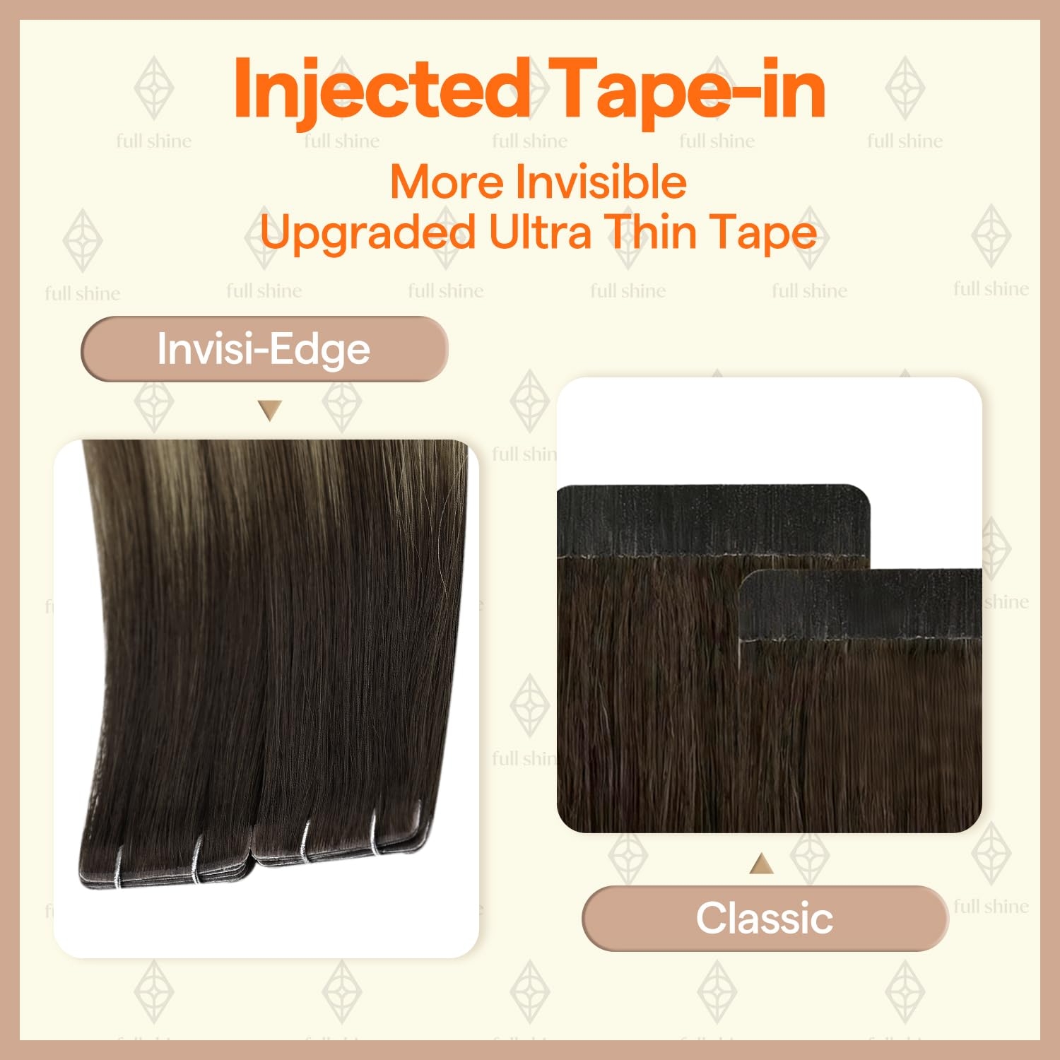 Full Shine Virgin Injection Ta - đánh giá và giá Invisible Tape In Extensions Real Hair