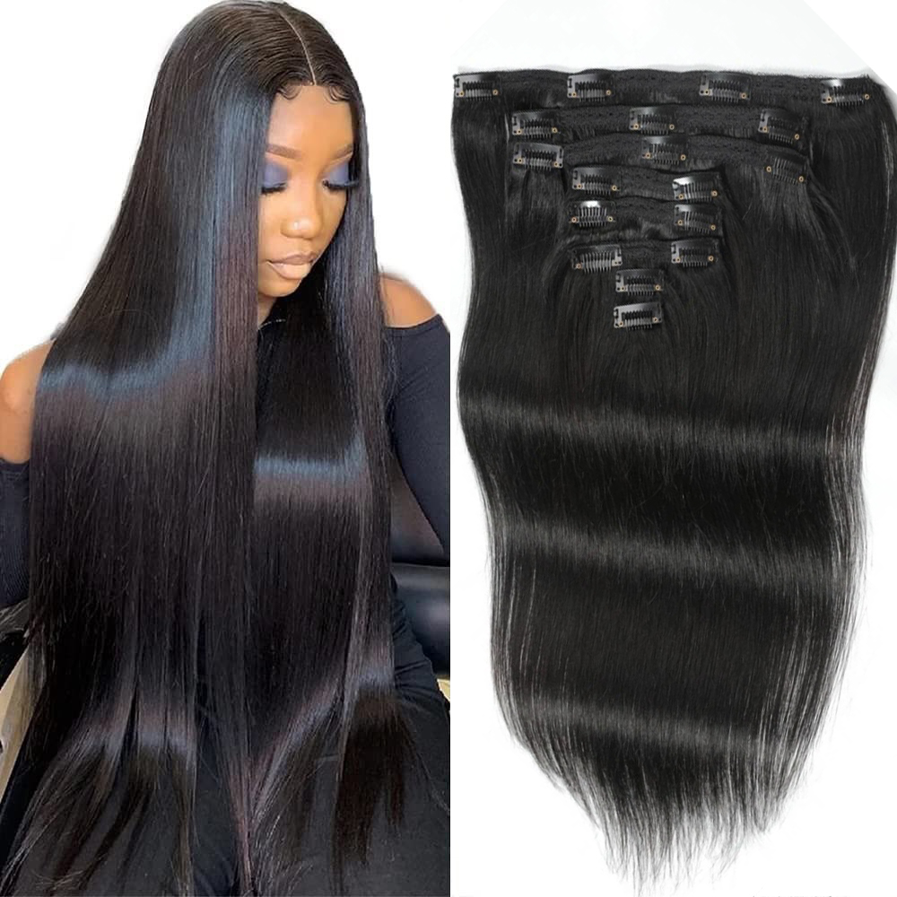 Clip In Straight Hair Extensio - đánh giá và giá Seamless Clip In Hair Extensions Human Hair